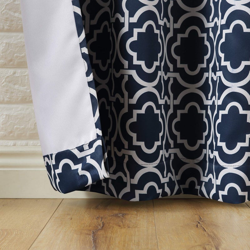 Sun Zero Barnett Trellis Blackout Grommet Curtain Panel, 40" x 95", Navy Blue - Image 4